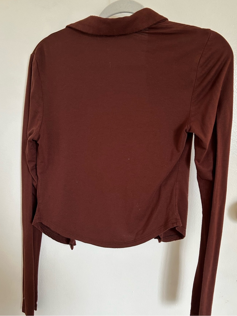 Women's Brown Ruched Button-Front Top - Picture 3 of 3